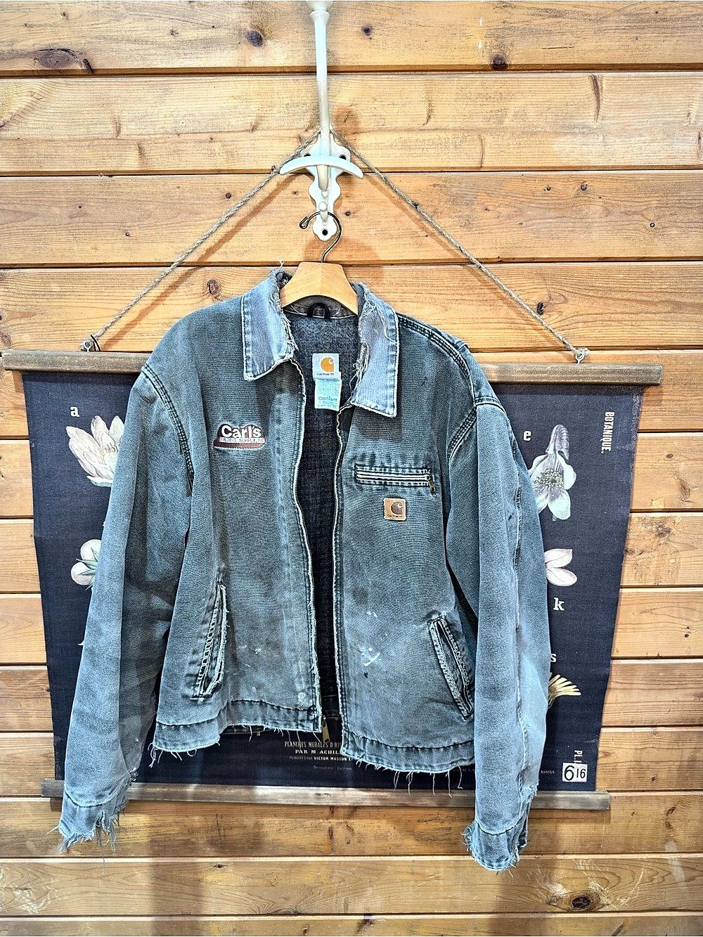 Vintage Carhartt J97 MOS Detroit Jacket – Sun-Faded Gray / Green Plaid - Picture 2 of 7